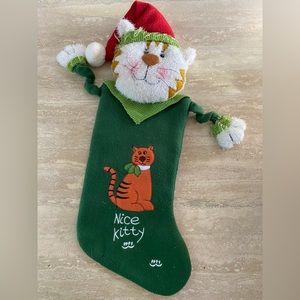 Nice kitty Cat Christmas wall hanging 3D stocking Cute NEW